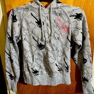 Fender Guitar Pattern Print Hoodie Sweatshirt Girls' Size L